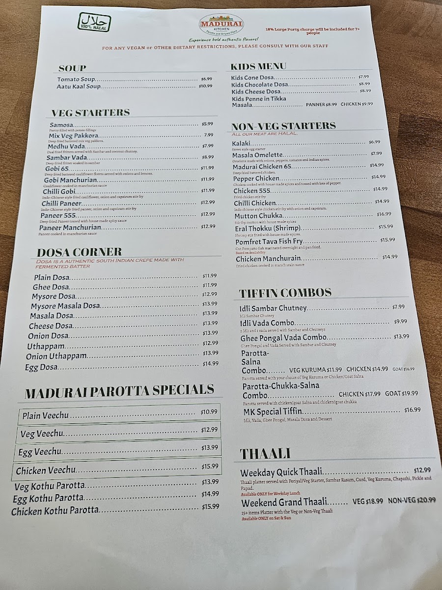 Madurai Kitchen and Bar Menu - Image 2